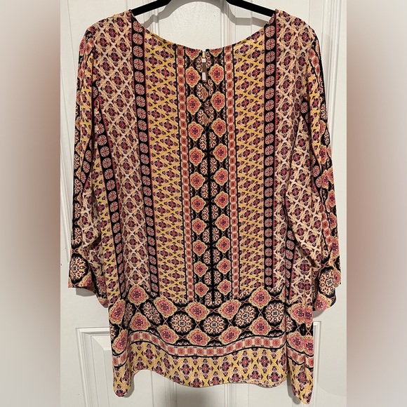 Rose + Olive Women's Blouse Boho Mandala Colorful Long Sleeve Shirt Size 2X - Picture 10 of 11